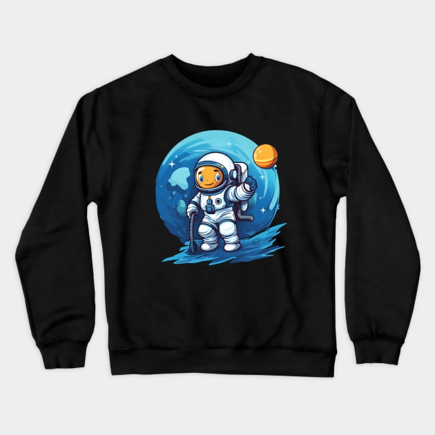 Cute Astronaut in space Crewneck Sweatshirt by mrsticky